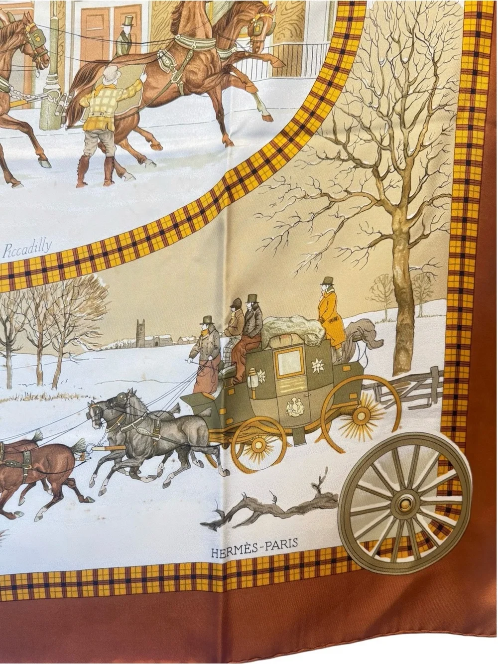 🌈 Hermes L’Hiver en Poste Carre 90 Silk Scarf